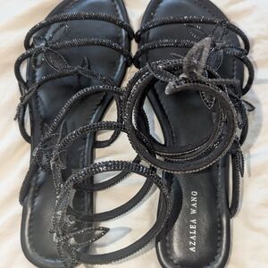 Azela Wang Black butterfly Spiral Sandals Size 11 Euc